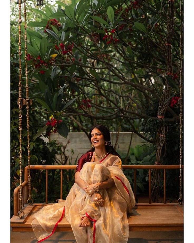 Elegant woman wearing traditional saree